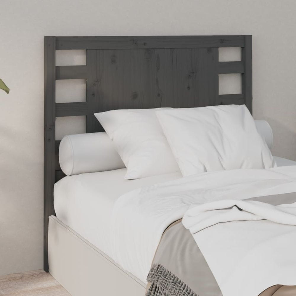 Vidaxl Čelo postele, sivé, 96x4x100 cm, masívne borovicové drevo
